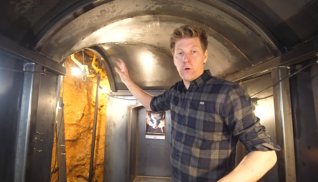 Man in elaborate storm tunnel