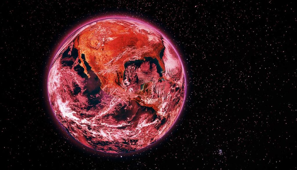 earth in space, but red