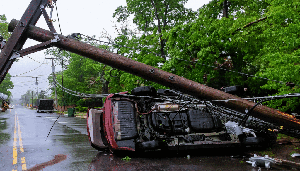 Car-under-light-pole