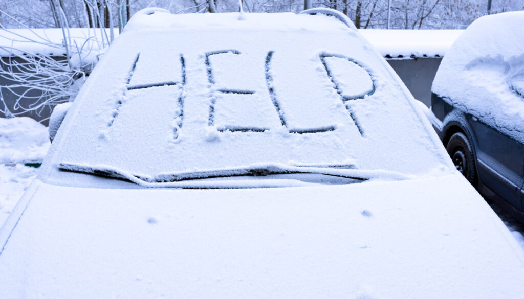 Car stranded in snow