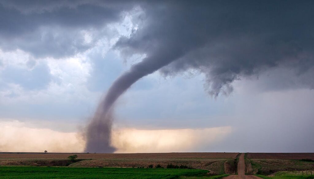 Tornado and supercell thunderstorm in Nebraska