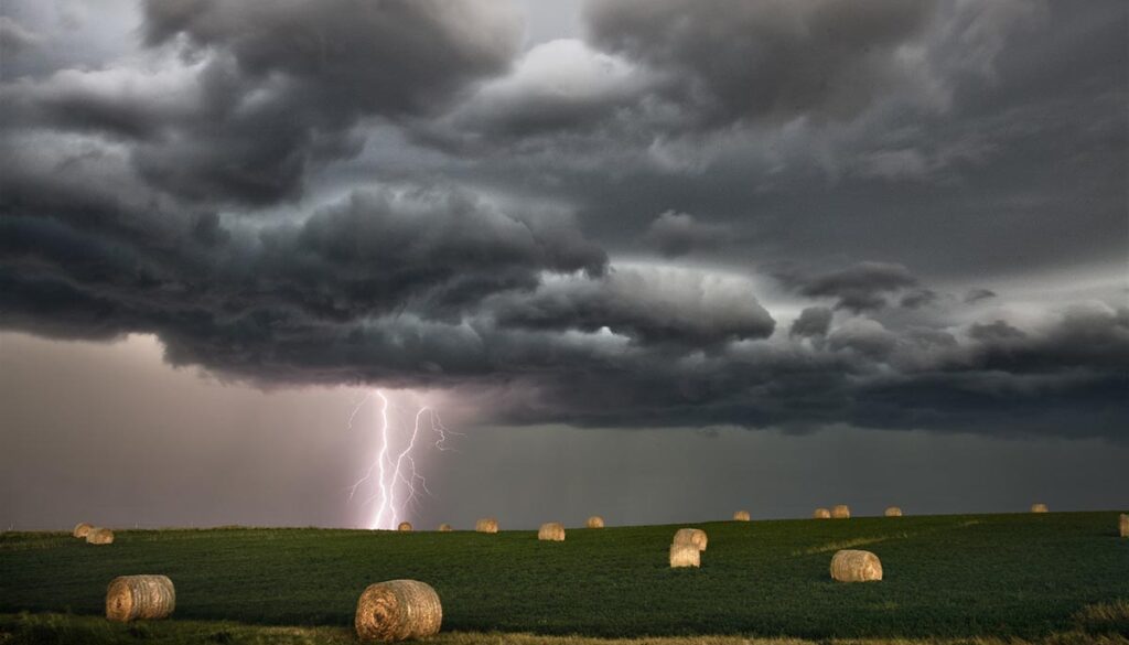 storm over a field