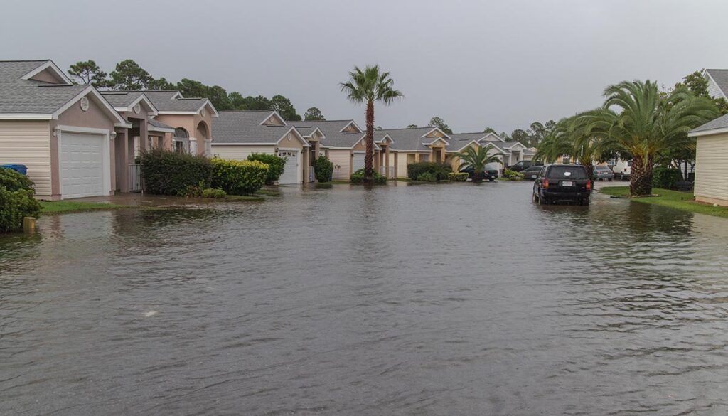 Flooded neighborhood streets