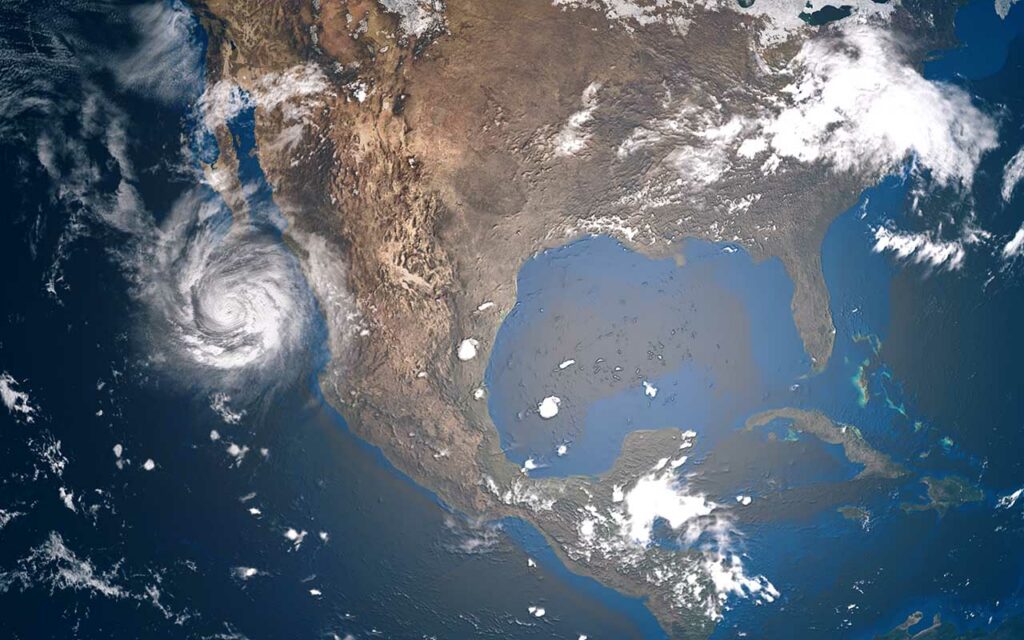 A hurricane approaching Baja, California