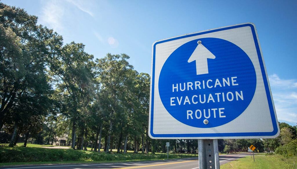 hurricane evacuation sign