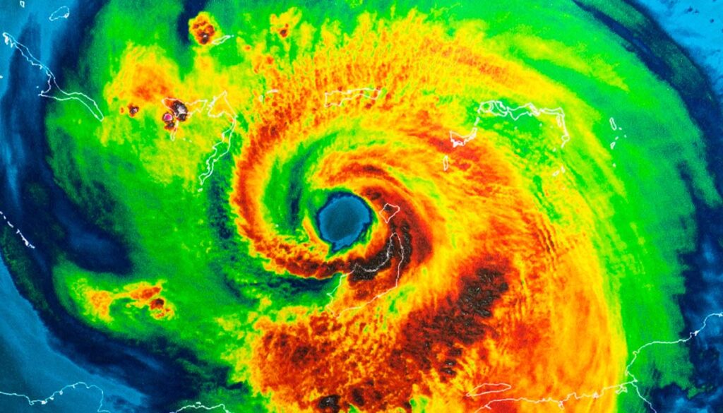 colorized image of hurricane